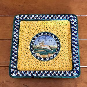 Yellow Geribi Deruta Bunny Rabbit Plate